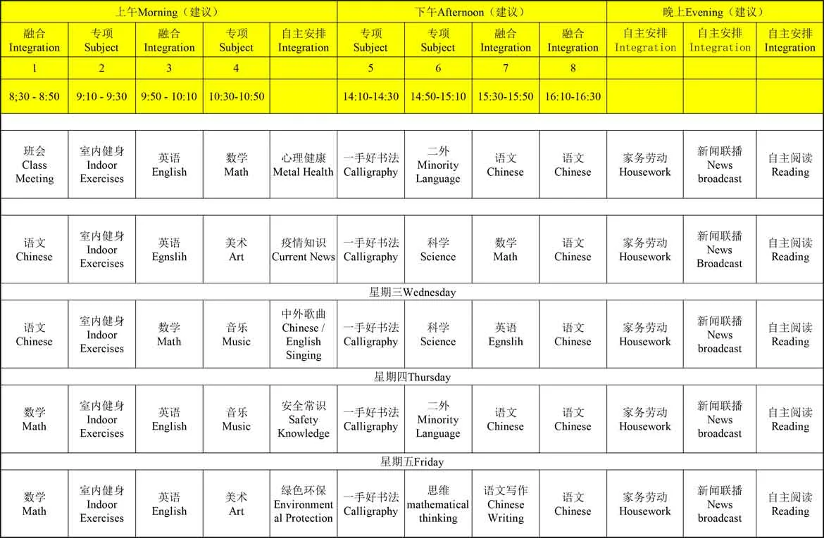 作息时间表